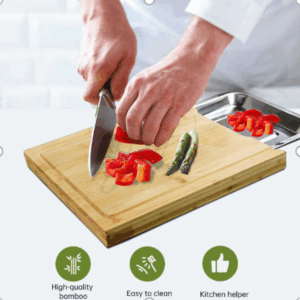 Extra Large Bamboo Butcher Block with Slide-Out Drawers – Multi-Function Chopping Board
