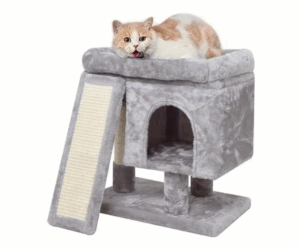 Cosy Cat Tower With Scratching Ramp – Plush Hideout & Perch for Small Cats