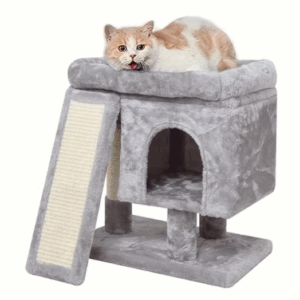 Cosy Cat Tower With Scratching Ramp – Plush Hideout & Perch for Small Cats